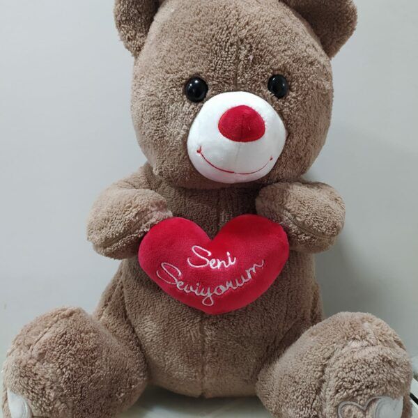 PELUŞ 45 CM CAMEL KALPLİ AYI UCR-004