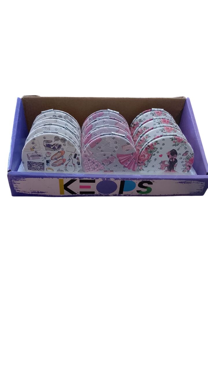 KEOPS CEP AYNASI YUVARLAK ÇİFT TARAFLI SİMLİ KAPAK(PK 12 Lİ)