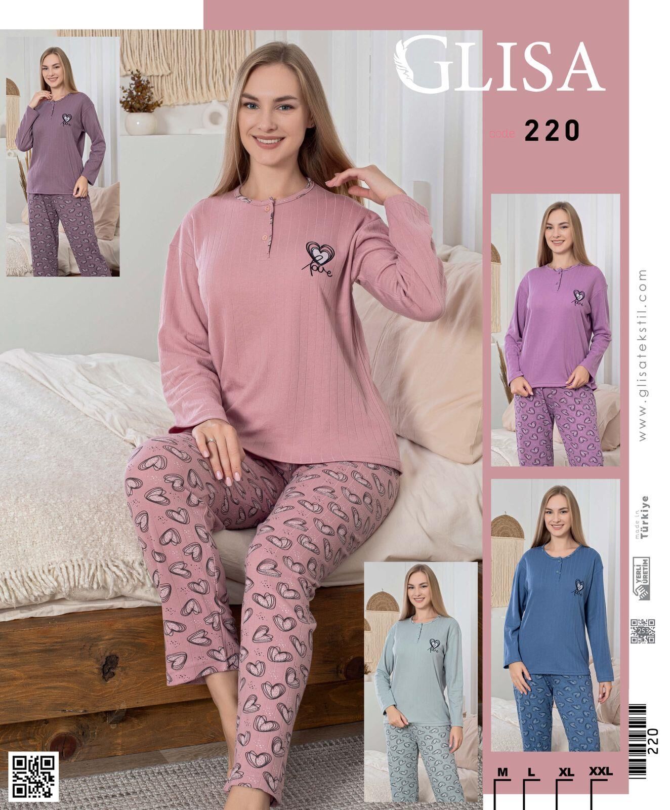 GLİSA BAYAN PİJAMA TAKIMI KARIŞIK RENK