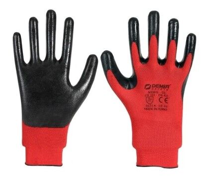 DEMİR SAFETY KIRMIZI-SİYAH NİTRİL ELDİVEN