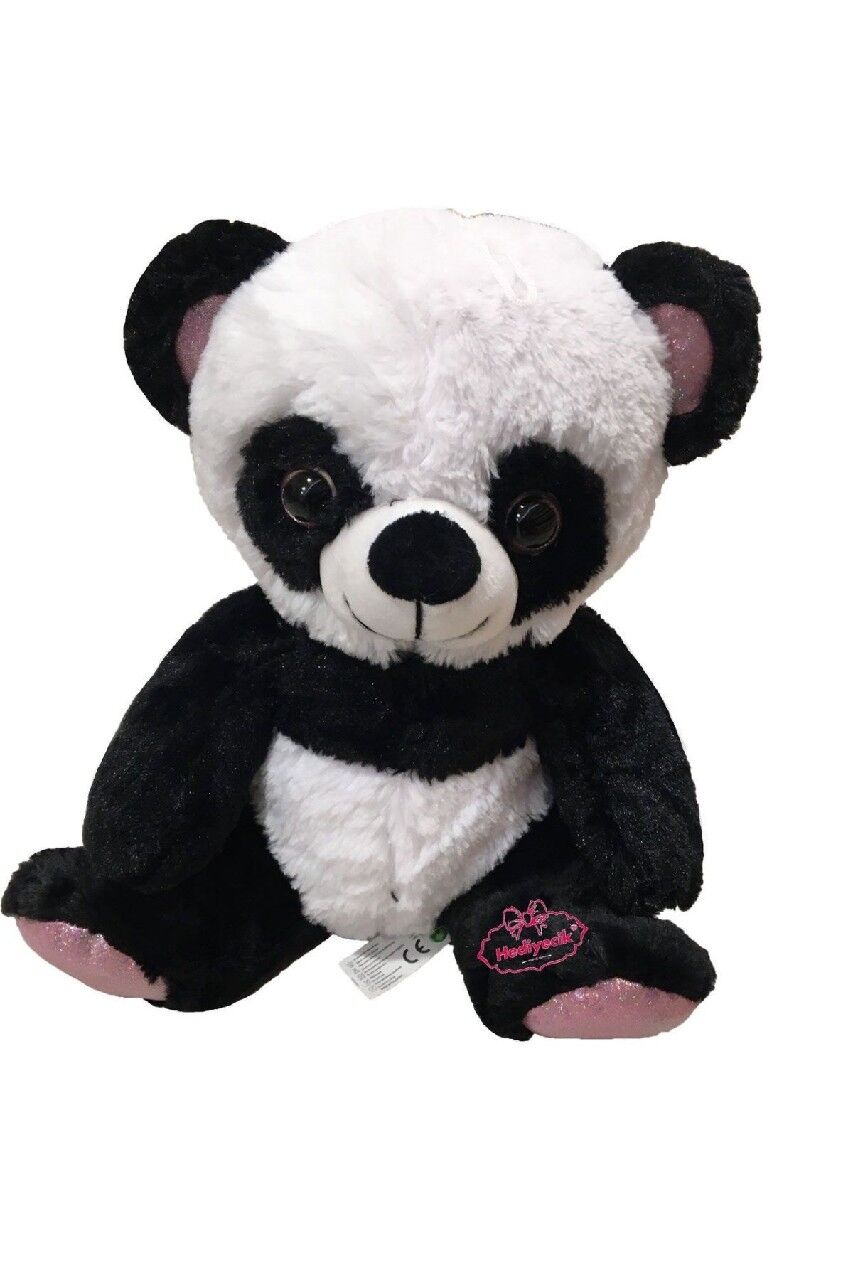 PELUŞ 45 CM PARLAK İRİ GÖZLÜ PANDA KURDELALI