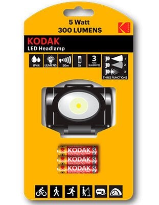 KODAK LED KAFA LAMBASI 5 WATT 300 LM 3 ADET PİL HEDİYELİ