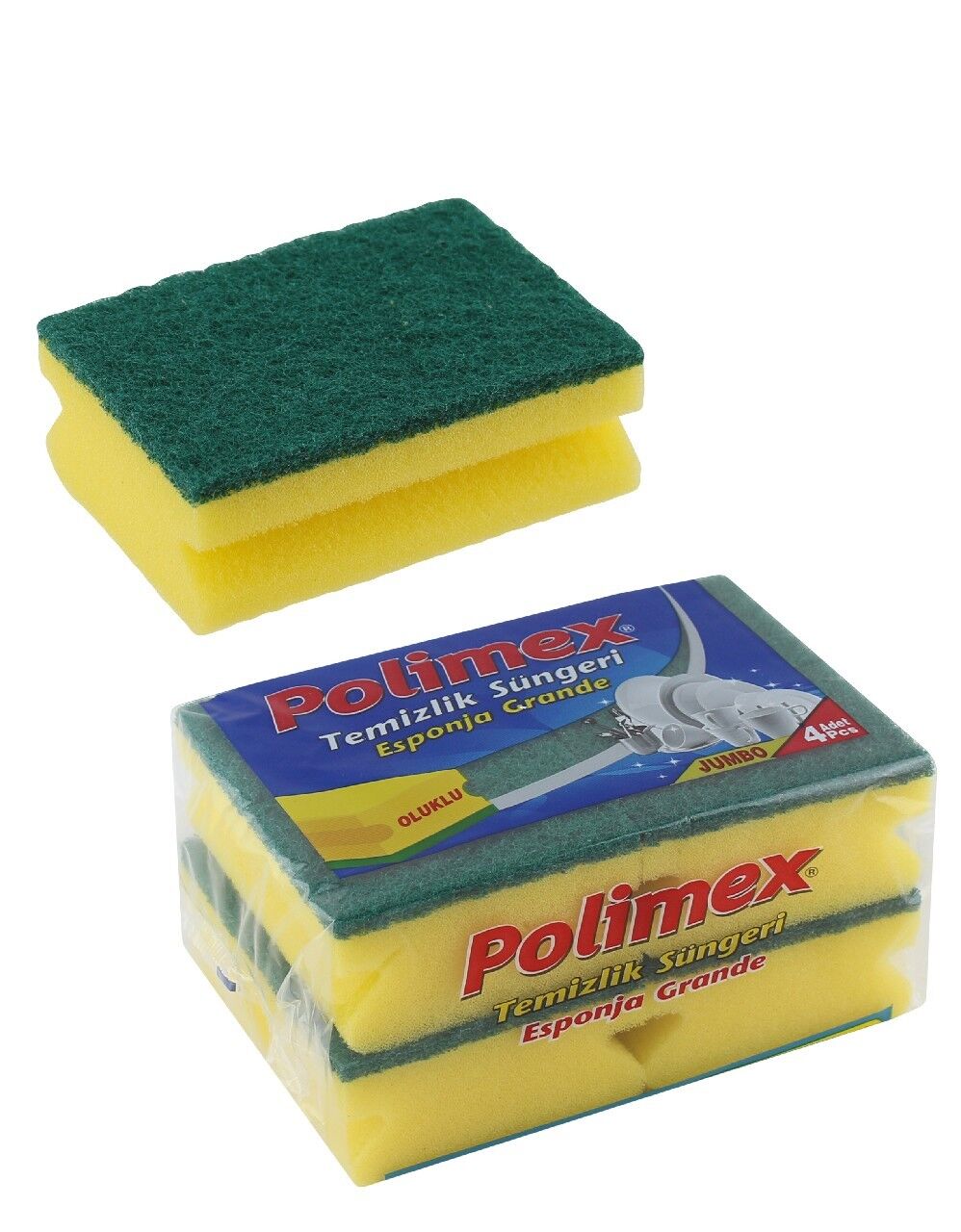 POLİMEX BULAŞIK SÜNGER 4 LÜ OLUKLU