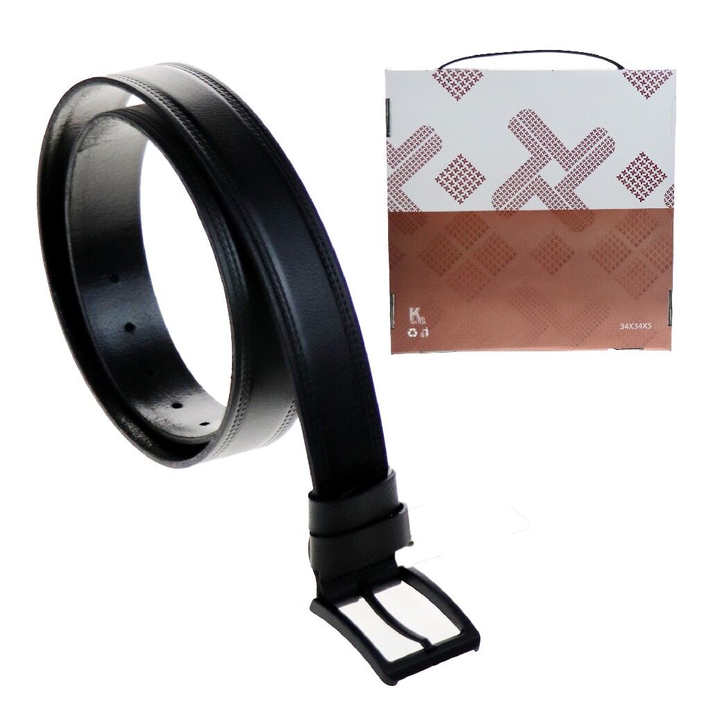 AKYOL D-038 DERİ VE JETAL SİYAH KEMER 4 CM