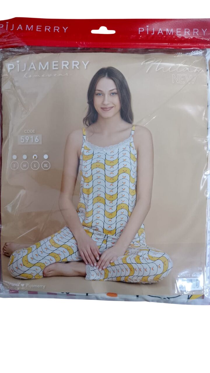 PİJAMERRY BAYAN ASKILI GENÇ PİJAMA TAKIMI KARIŞIK RENK