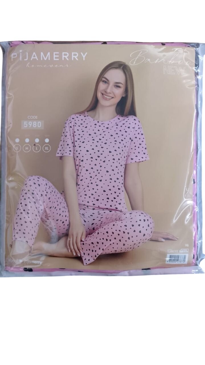 PİJAMERRY BAYAN ROTASYON GENÇ KISA KOL PİJAMA TAKIMI KARIŞIK RENK