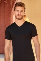 TUTKU ELİT XL ELASTAN V YAKA ATLET SİYAH