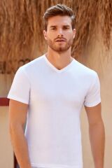 TUTKU ELİT XXL ELASTAN V YAKA ATLET BEYAZ