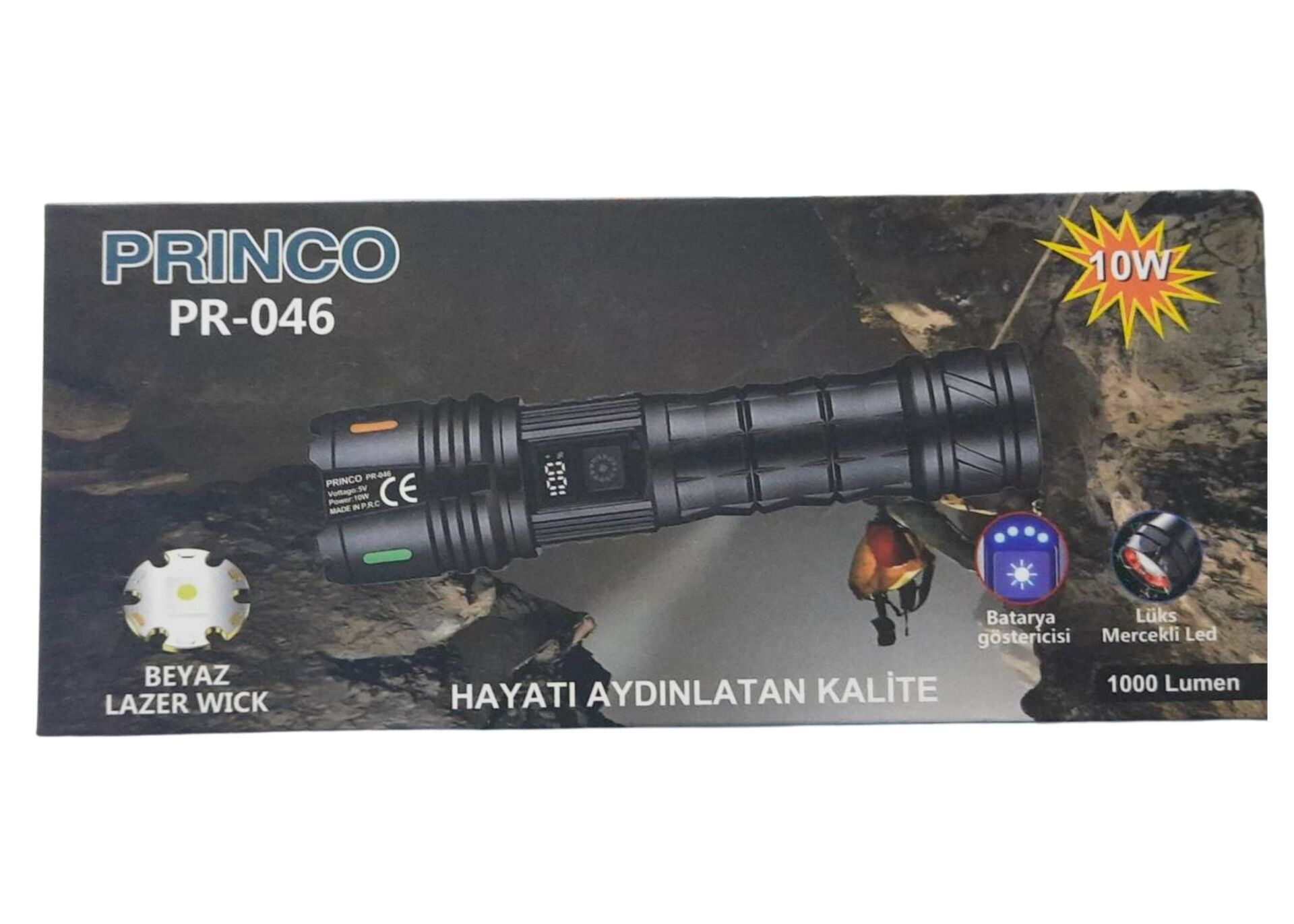 PRİNCO PR-046 EL FENERİ ŞARJLI PİL 10W 1000 LÜMEN