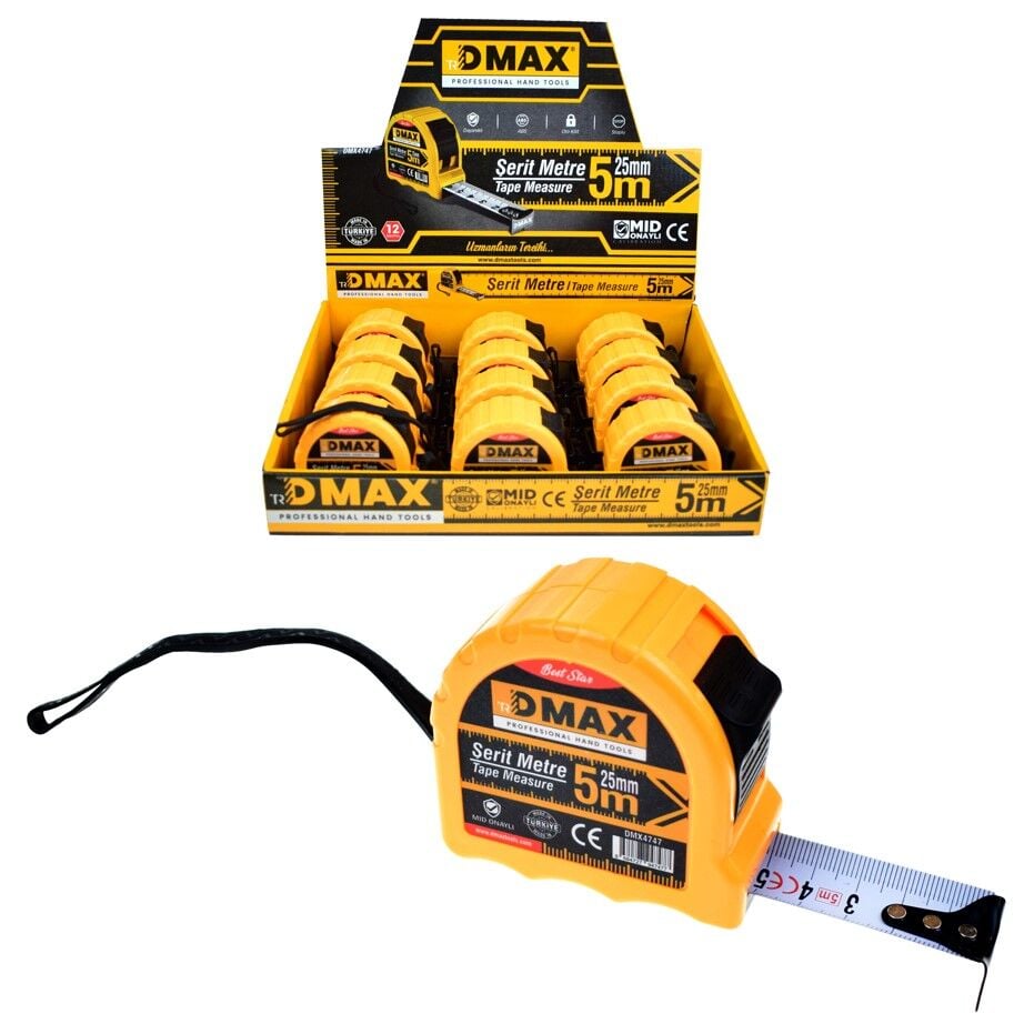 DMAX PROF ŞERİT METRE 5X25 DMX4747(PK 12 Lİ)