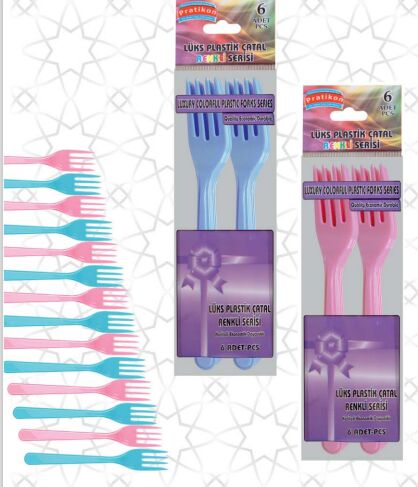 PRATİKON PLASTİK ÇATAL RENKLİ 6 LI