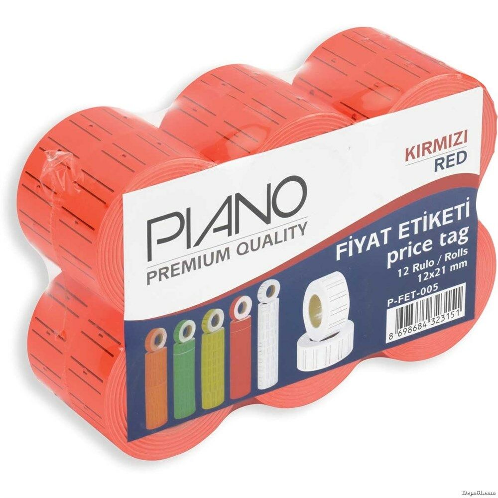 PİANO FİYAT ETİKETİ  KIRMIZI 12 Lİ