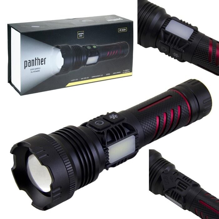 PANTHER USB ŞARJLI EL FENERİ PT-4229