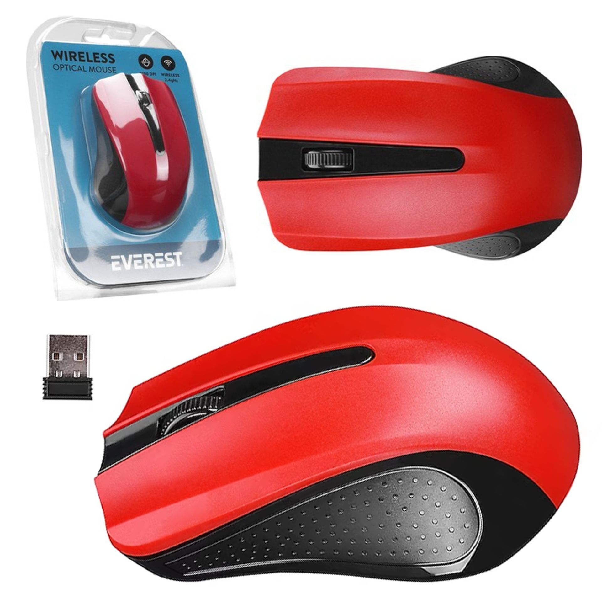 EVEREST KABLOSUZ MOUSE KIRMIZI SM-537