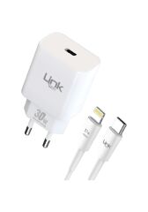 LİNKTECH  C214  30W TYPE-C -LİGHTNİNG ŞARJ SETİ