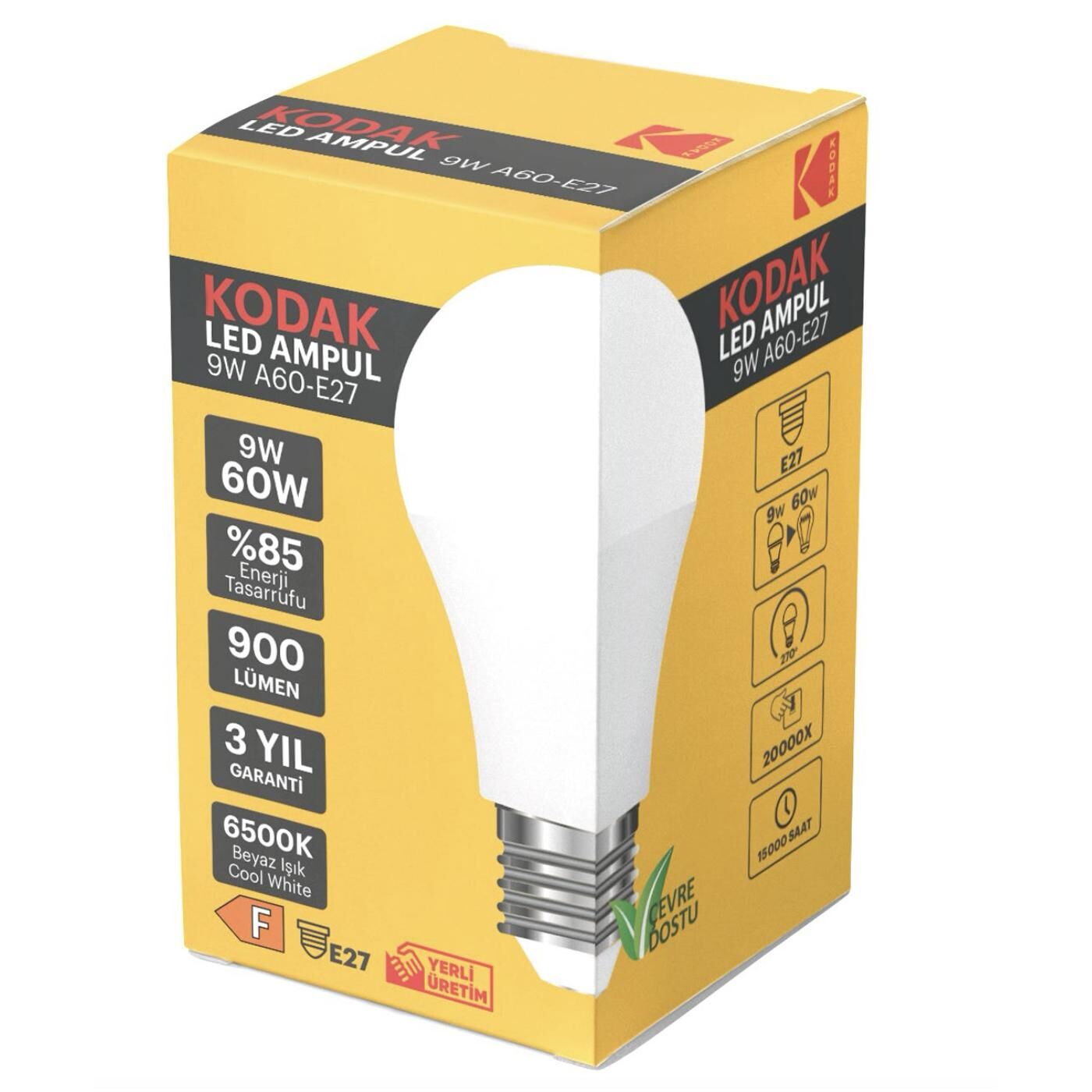 KODAK LED AMPÜL SARI IŞIK 9 W