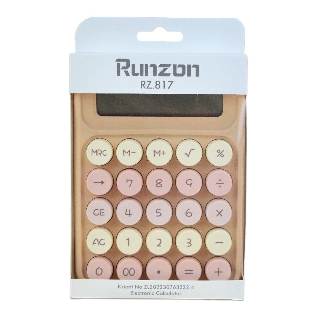 RUNZON HESAP MAKİNESİ RETRO RENKLİ BÜYÜK (PİLLİ)